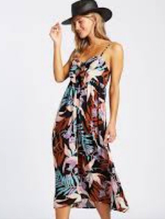 Billabong Dresses & Skirts - Billabong Black Floral Maxi Dress with Peach and Mint Accents
